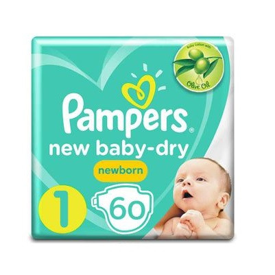 PAMPERS SIZE (1) 60PCS