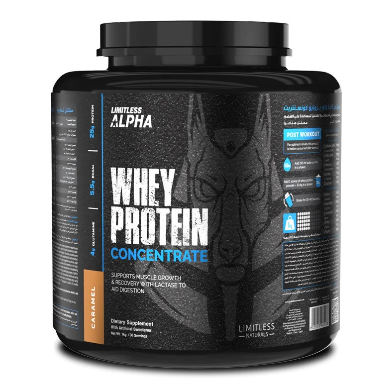 LIMITLESS ALPHA WHEY PROTEIN CONCENTRATE CARAMEL-1 KG