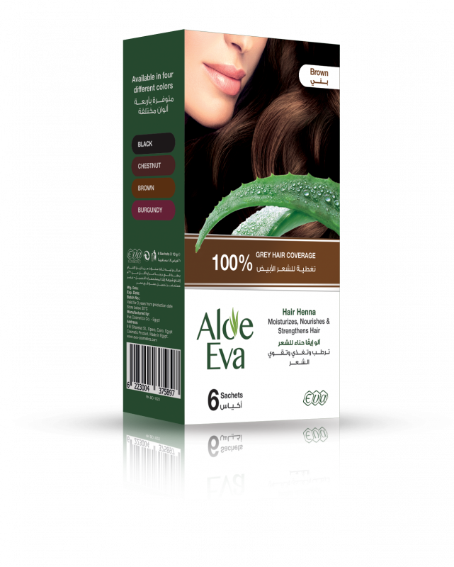 ALOE EVA HAIR BROWN HENNA 6 SACHETS ألو ايفا حنة بني