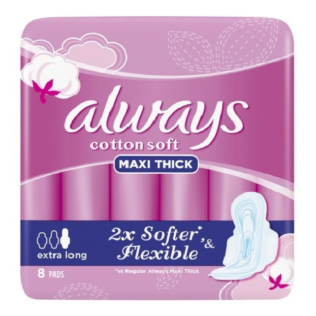 ALWAYS MAXI THICK COTTON SENSITIVE SKIN EXTRA LONG 7PCS